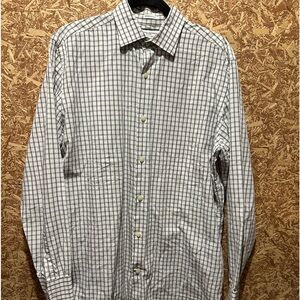 Banana Republic Fitted‎ Men’s Brown/white Long Sleeve Button Down Size L